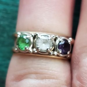 14k gold ring with colored stones